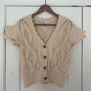 Zara Flutter Sleeve Cardigan Sweater - Size Small
